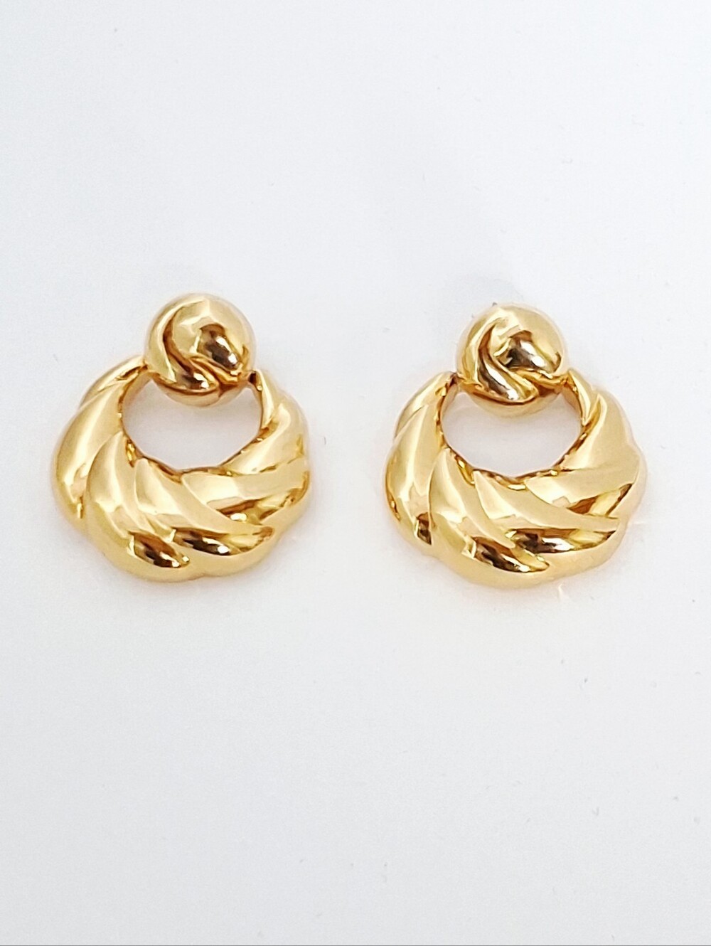 TAT | Vintage | Rolled Twist Door Knocker Drop | Post-back | Earrings